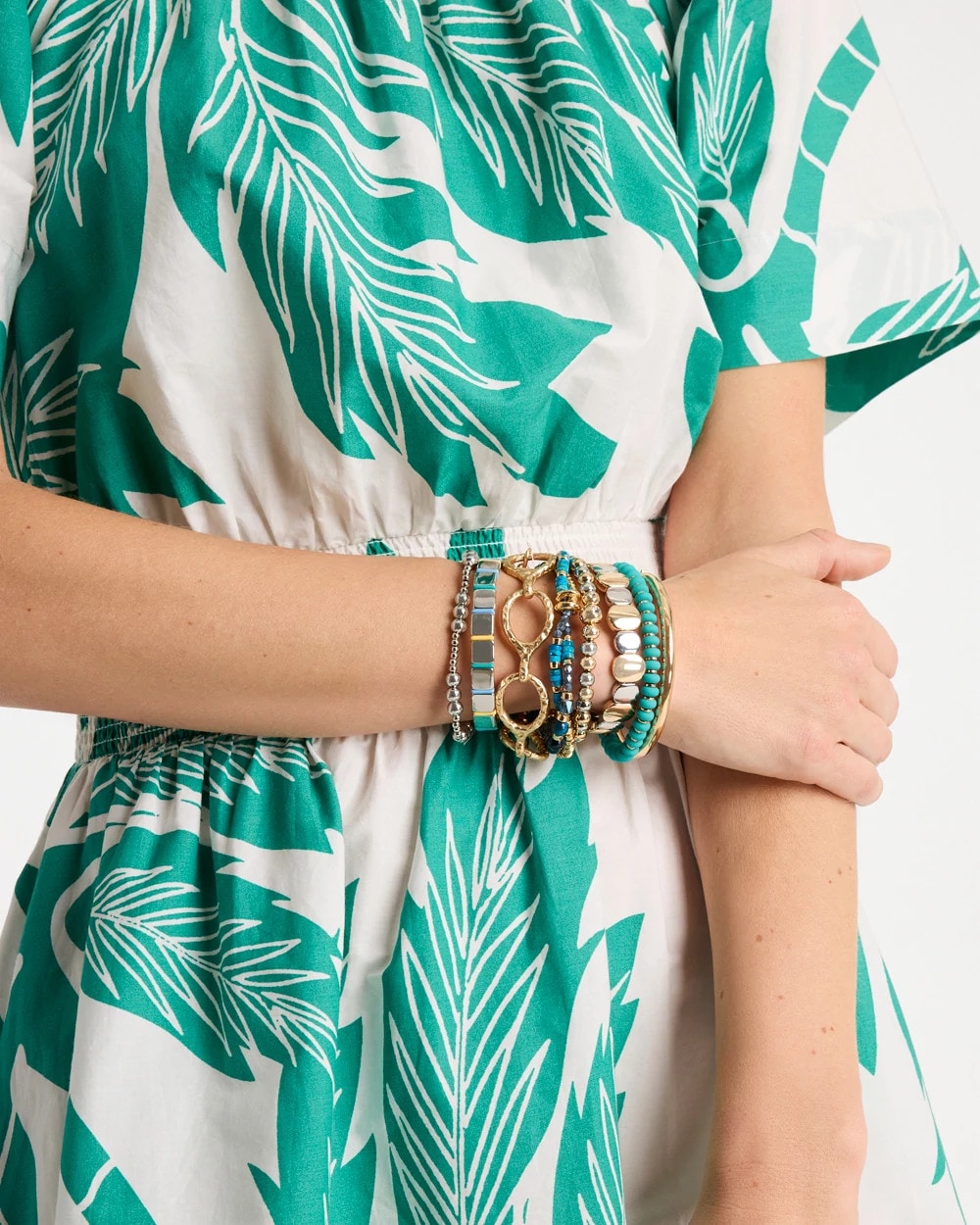 Chico's | Genuine Teal Tiger's Eye Stretch Bracelet/ Teal