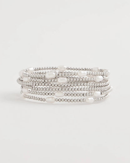 Chico's | Pearlescent Bead Ball Bracelet/ Silver