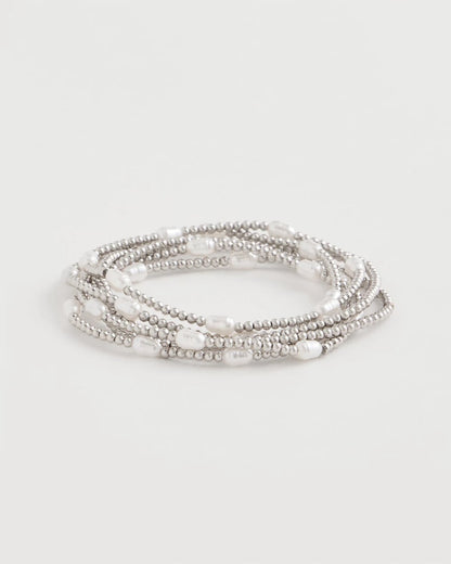 Chico's | Pearlescent Bead Ball Bracelet/ Silver
