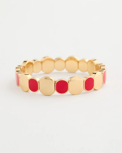 Chico's | Red Goldtone Glam Stretch Bracelet/ Red