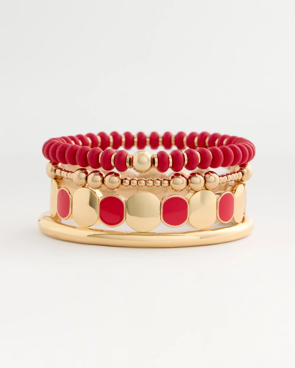 Chico's | Red Goldtone Glam Stretch Bracelet/ Red