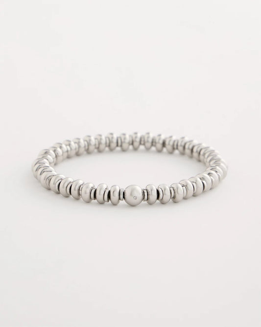 Chico's | Silvertone Rounded Stretch Bracelet/ Silver