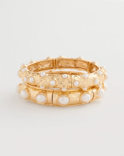 Chico's | Stretch Cuff Bracelet Set of Two/ Gold