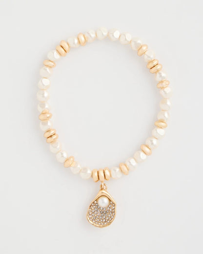 Chico's | Pearlescent Stretch Charm Bracelet/ Pearl