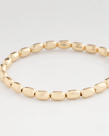 Chico's | Goldtone Oval Beaded Stretch Bracelet/ Gold
