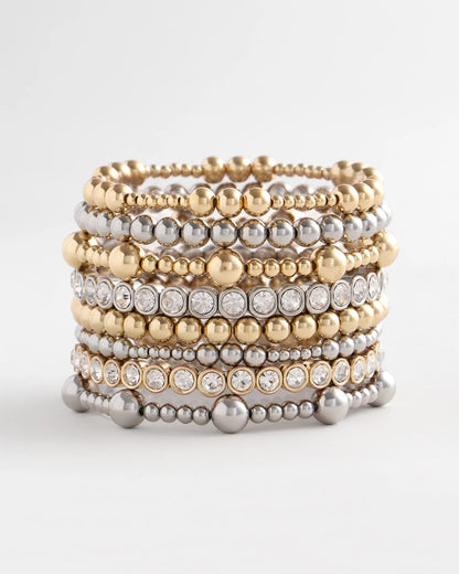 Chico's | Silver-tone Small Bead Stretch Bracelet/ Silver