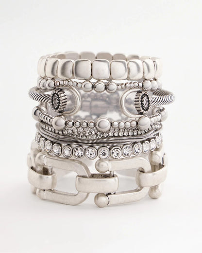 Chico's | Silvertone Stretch Bracelet/ Silver