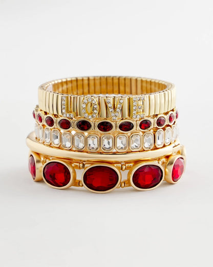 Chico's | Gold Bezel Set Stretch Tennis Bracelet/ Gold