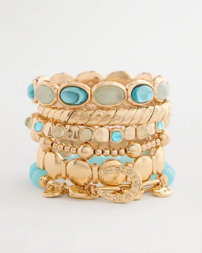 Chico's | Jade Stone Link Charm Bracelet/ Light Blue