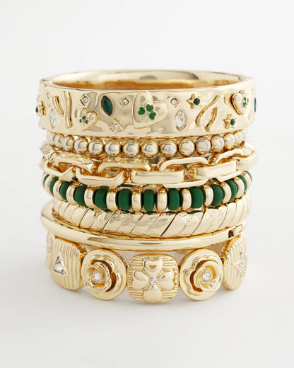 Chico's | Green Gold Slice Stretch Bracelet/ Green