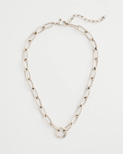 Chico's | Silvertone Charm Link Necklace/ Silver