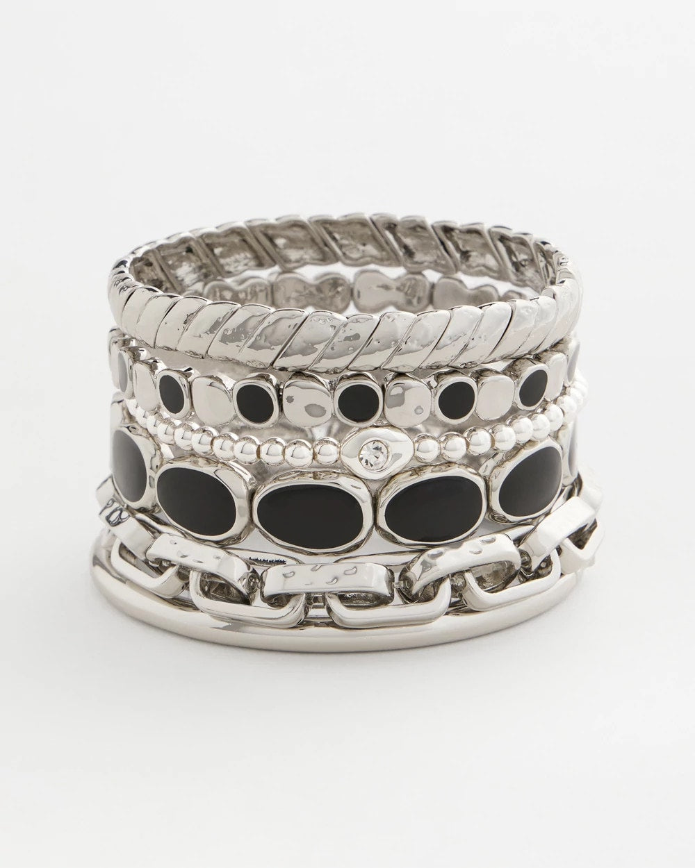 Chico's | Mini Bead Stretch Hero Bracelet/ Silver