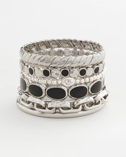 Chico's | Mini Bead Stretch Hero Bracelet/ Silver