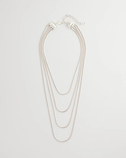 Chico's | Multi-Layer Snake Chain Necklace/ Silver