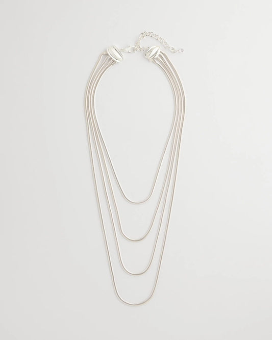 Chico's | Multi-Layer Snake Chain Necklace/ Silver