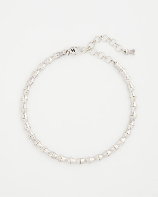 Chico's | Silvertone Bamboo Collar Necklace/ Silver