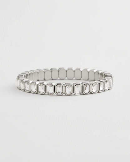 Chico's | Silver Bezel Set Stretch Tennis Bracelet/ Silver
