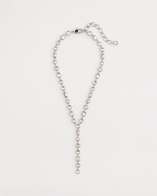 Chico's | Bezel Set Silvertone Y-Necklace/ Silver