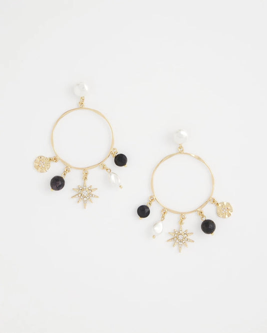 Chico's | Starry Night Charm Hoop Earrings/ Gold