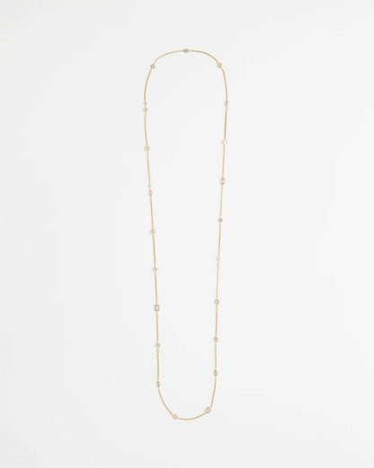 Chico's | Fine Crystal Long Chain Necklace/ Gold