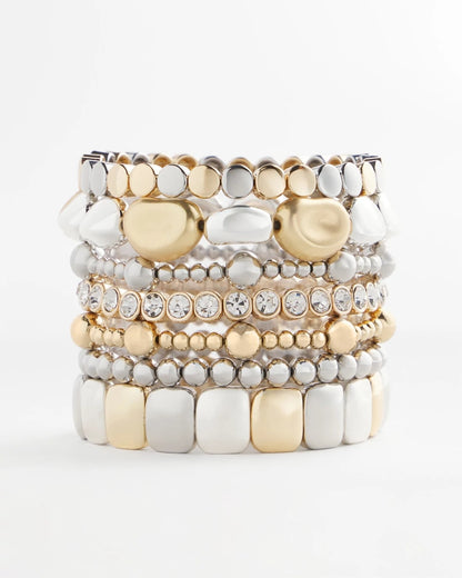 Chico's | Mixed-Metal Matte Square Stretch Bracelet/ Mixed Metals