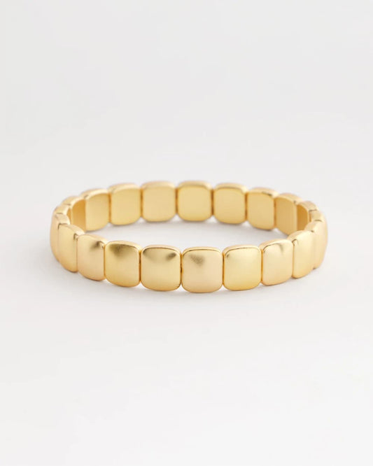 Chico's | Golden Matte Square Stretch Bracelet/ Gold
