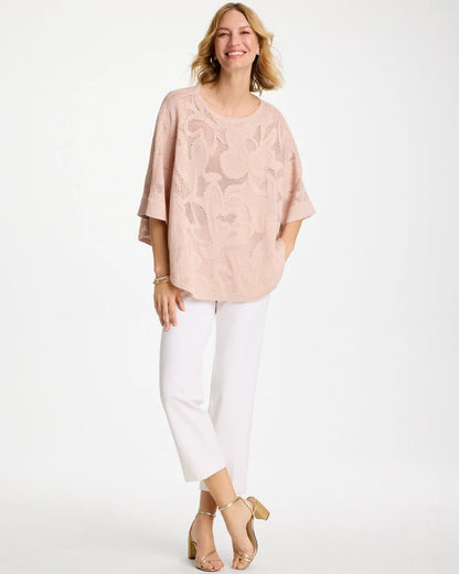 Chico's | Boatneck Rounded Hem Poncho/ Rose Smoke