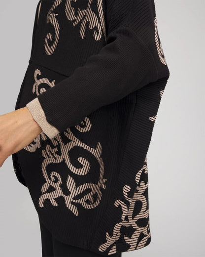 Chico's | Ottoman Jacquard Cocoon Cardigan/ Black