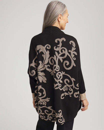 Chico's | Ottoman Jacquard Cocoon Cardigan/ Black