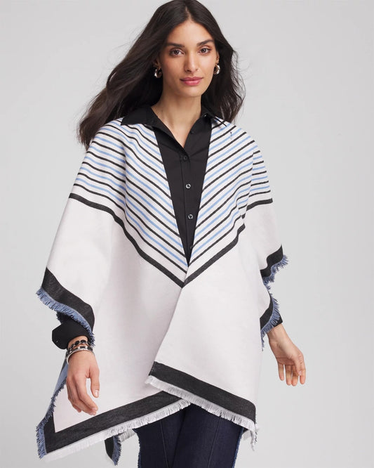 Chico's | Woven Reversible Ruana/ Passport Blue