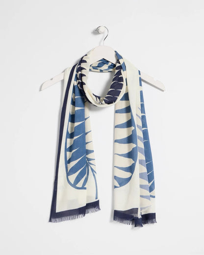 Chico's | Palm Frond Oblong Scarf/ Passport Blue