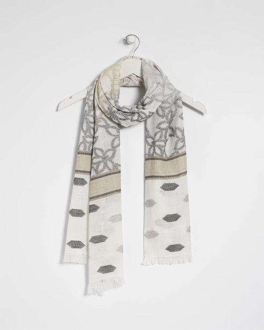 Chico's | Neutral Paisley Polka Dot Oblong Scarf/ Neutral