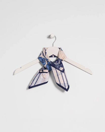 Chico's | Striped Floral Square Scarf/ Pale Sand