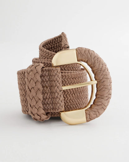 Chico's | Satin Stretch Metal Belt/ Taupe