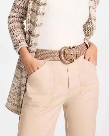 Chico's | Satin Stretch Metal Belt/ Taupe