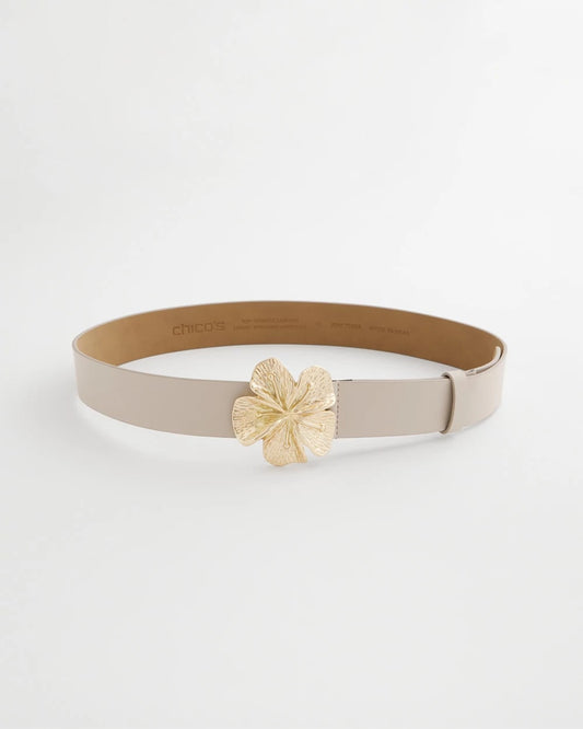 Chico's | Floral Buckle Trouser Belt/ Neutral