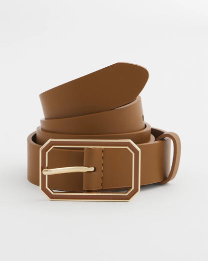 Chico's | Cognac Enamel Buckle Trouser Belt/ Brown