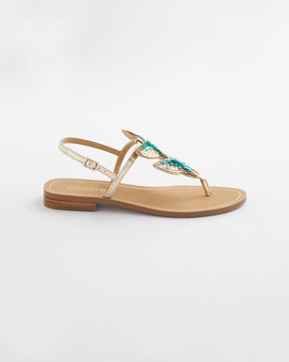 Chico's | Butterfly T-Strap Sandal/ Metallic Multi