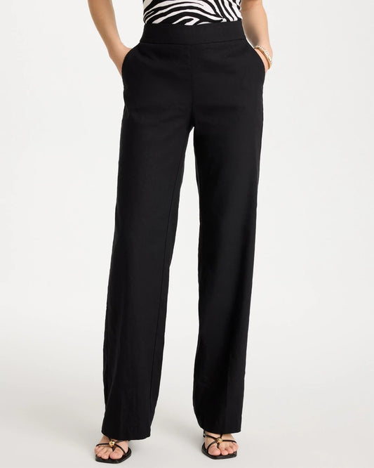 Chico's | Pull-On Wide-Leg Linen Pants/ Black