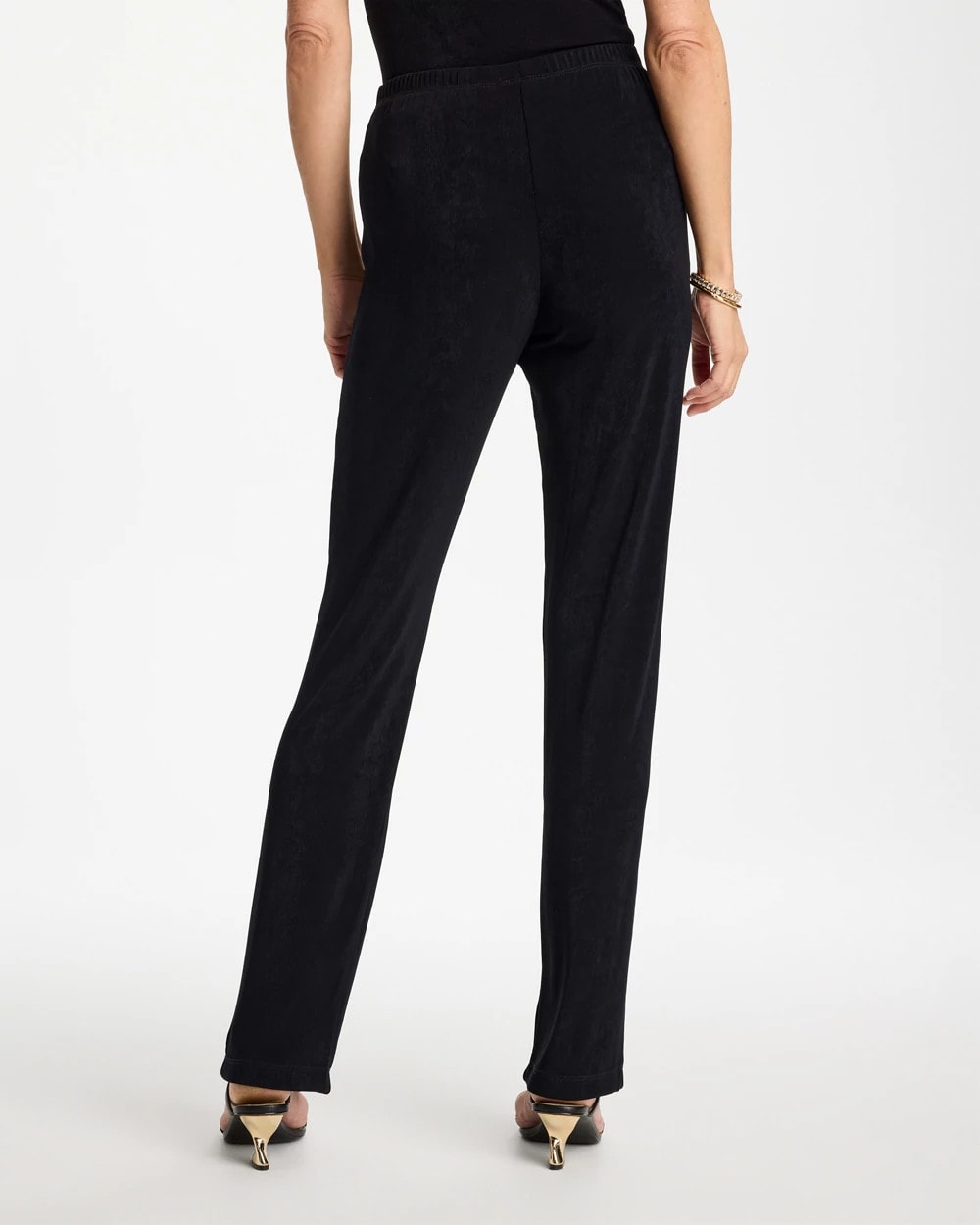 Chico's | Petite Travelers™ Crinkle Textured Pants/ Black