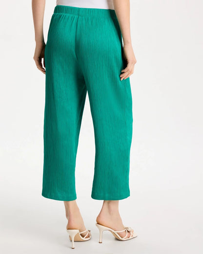 Chico's | Petite Travelers™ Crinkle Textured Crop Pants/ Topanga Green