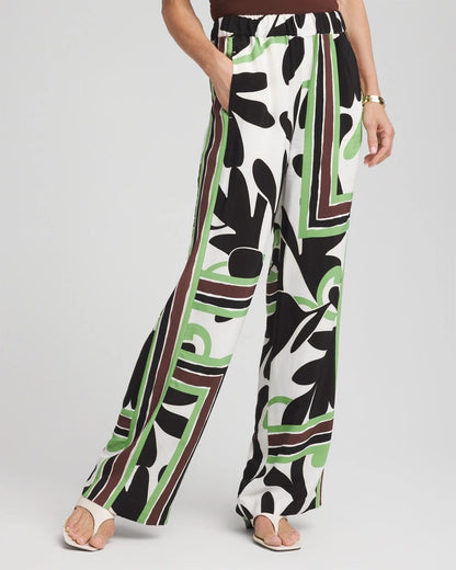 Chico's | Printed Silky Soft Pants/ Ecru
