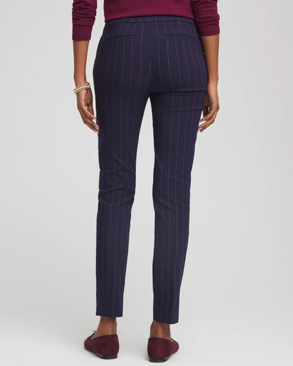 Chico's | Pinstriped Brigitte™ Slim Pull-On Ankle Pants/ Passport Blue