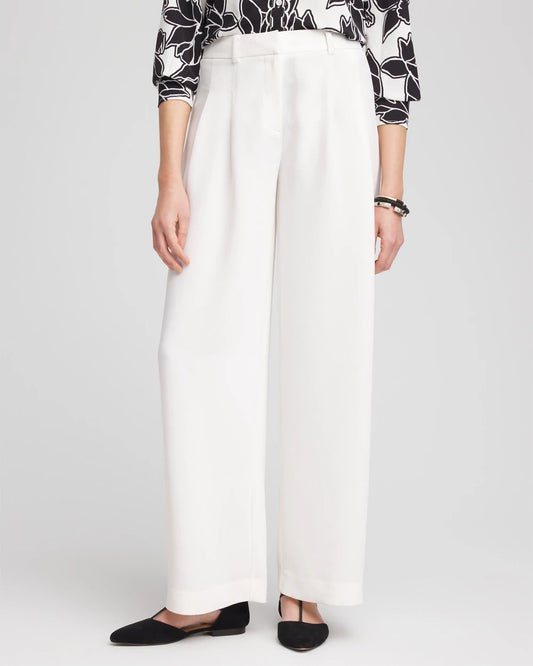 Chico's | Crepe Pleated Relaxed Pants/ Ecru