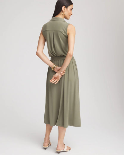 Chico's | Travelers™ Knit Sleeveless Shirtdress/ Dusty Olive
