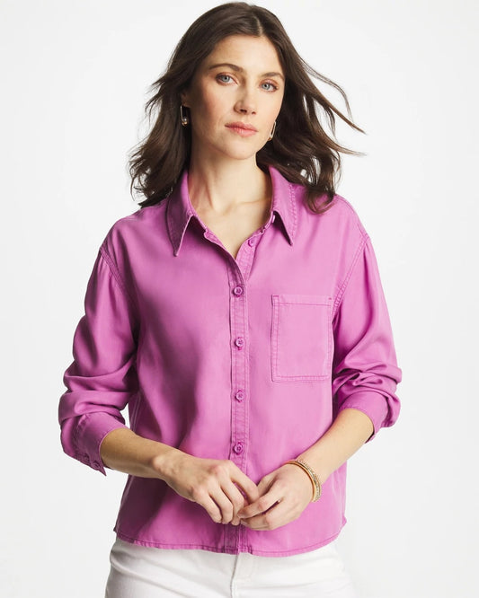 Chico's | Classic Collared Denim Shirt/ Violet Shadow