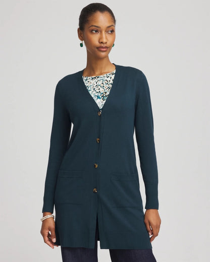 Chico's | Ella Pocketed Cardigan Sweater/ Teal Shadow
