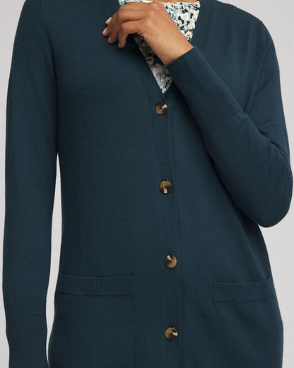Chico's | Ella Pocketed Cardigan Sweater/ Teal Shadow