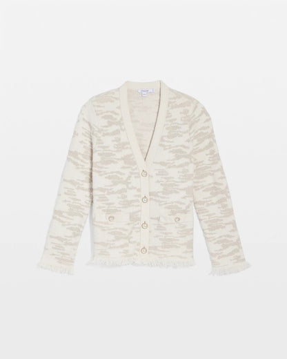 Chico's | Fringe Textured V-Neck Cardigan/ English Cream