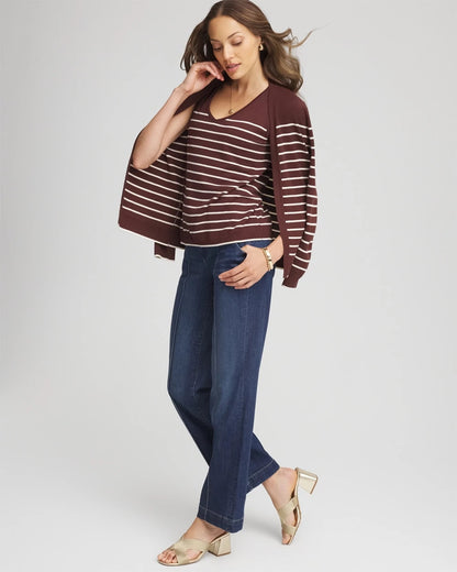 Chico's | Ella Striped Sweater Tank/ Cacao